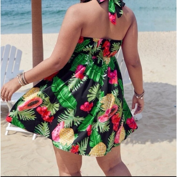 Topical Vacay Backless Halter Top Midi Sundress - Picture 6 of 12
